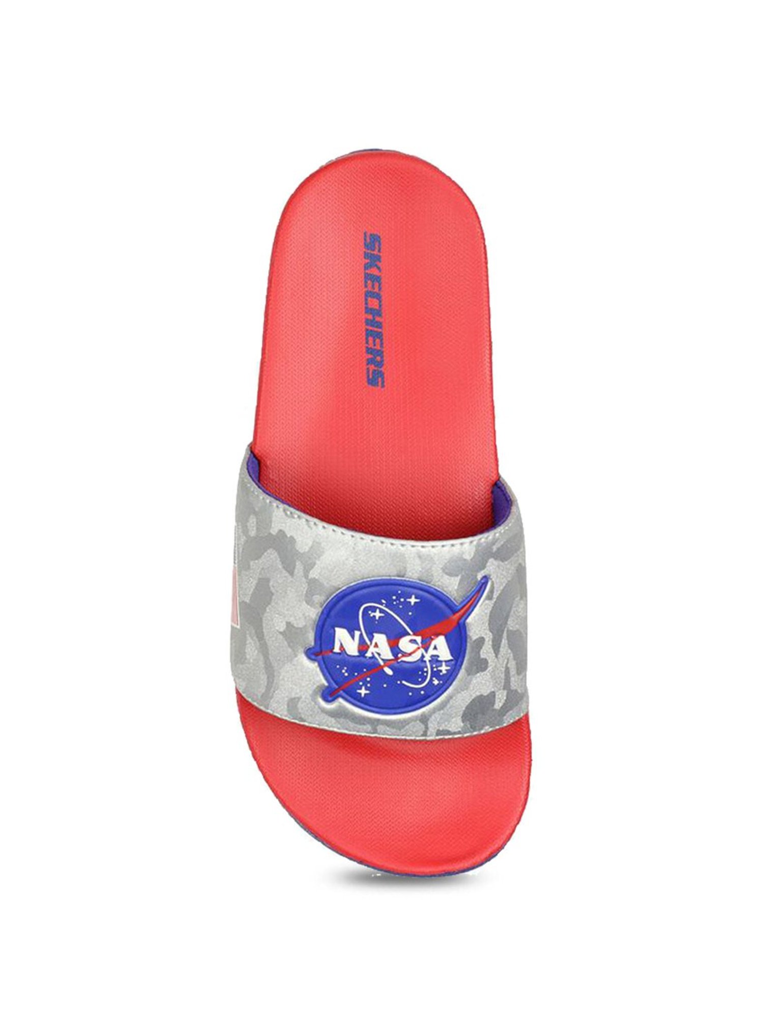 Skechers Boys GAMBIX - ASTRODE Silver Blue Red Casual Slippers