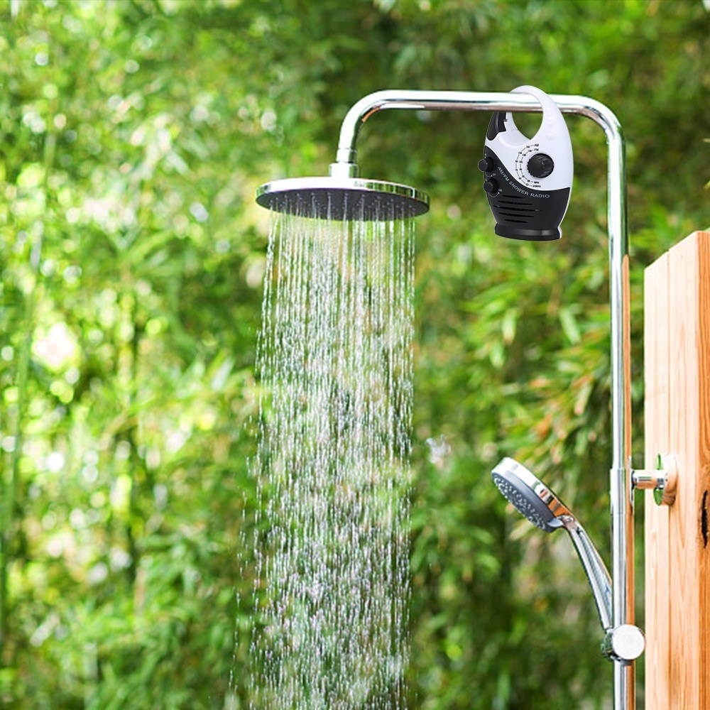 AM / FM Mini Shower Radio Bathroom Waterproof Radio Hanging Music Radio Built-in Speaker (Not Including