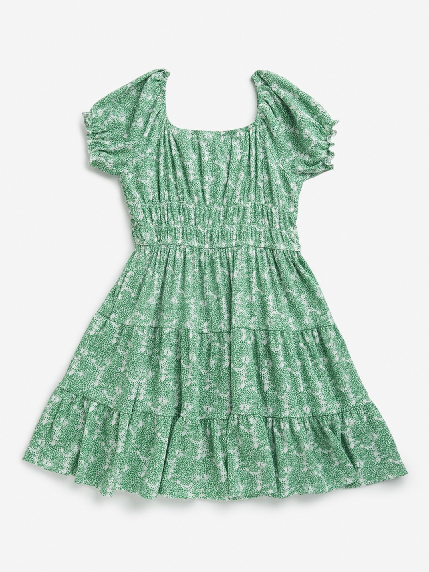 Y&F Kids by Westside Green Printed Tiered Cotton Dress
