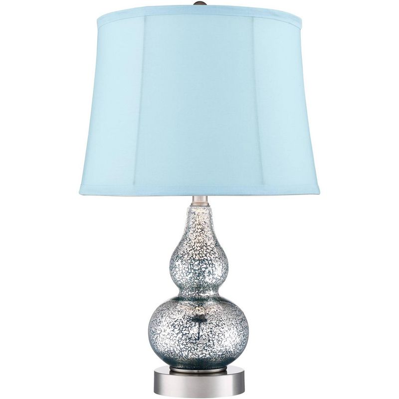 360 Lighting Castine Turquoise Glass Blue Softback USB Table Lamps Set of 2