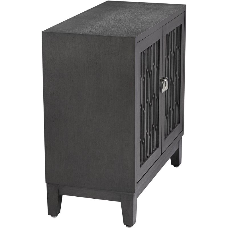 55 Downing Street Carson 34" Wide Gray Wood Mirrored 2-Door Cabinet