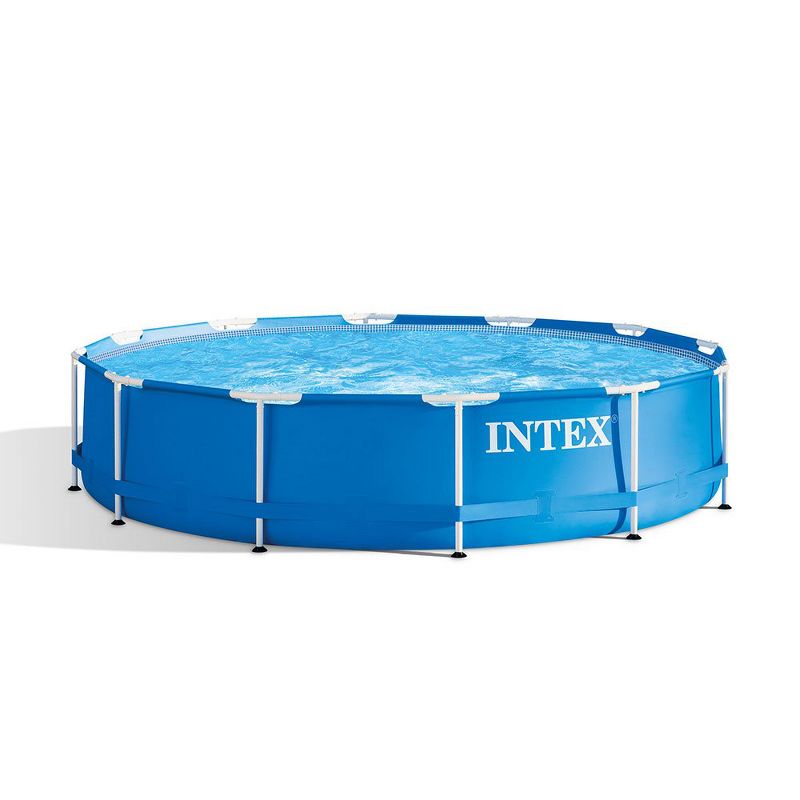 Intex 28206EH 10 Feet x 30 Inch Metal Frame Outdoor Backyard Above Ground Circular Beachside Swimming Pool with Pool Care 3 Inch Chlorine Tabs, 50 lbs