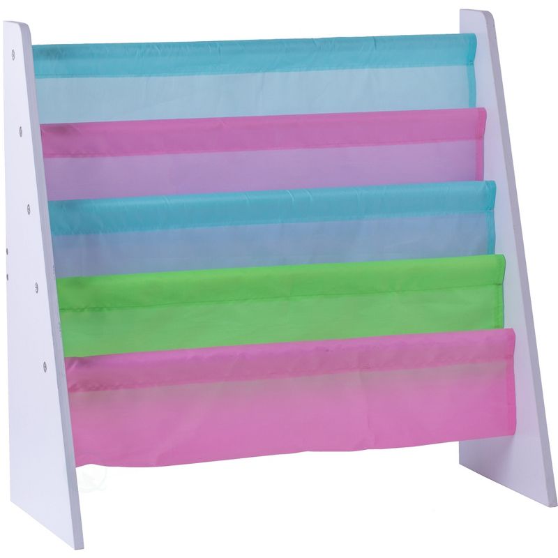 Basicwise 4 Tiered Colorful Lined Kids' Sling Magazine Book Rack