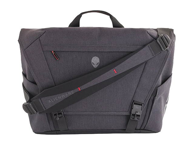 Mobile Edge Alienware Carrying Case (Messenger) Notebook, Tablet - Gray, Black - Bump Resistant Interior - Heather, Cross-linked Polyethylene (XPE) Foam Strap - Reflective Alien Head Logo - ...