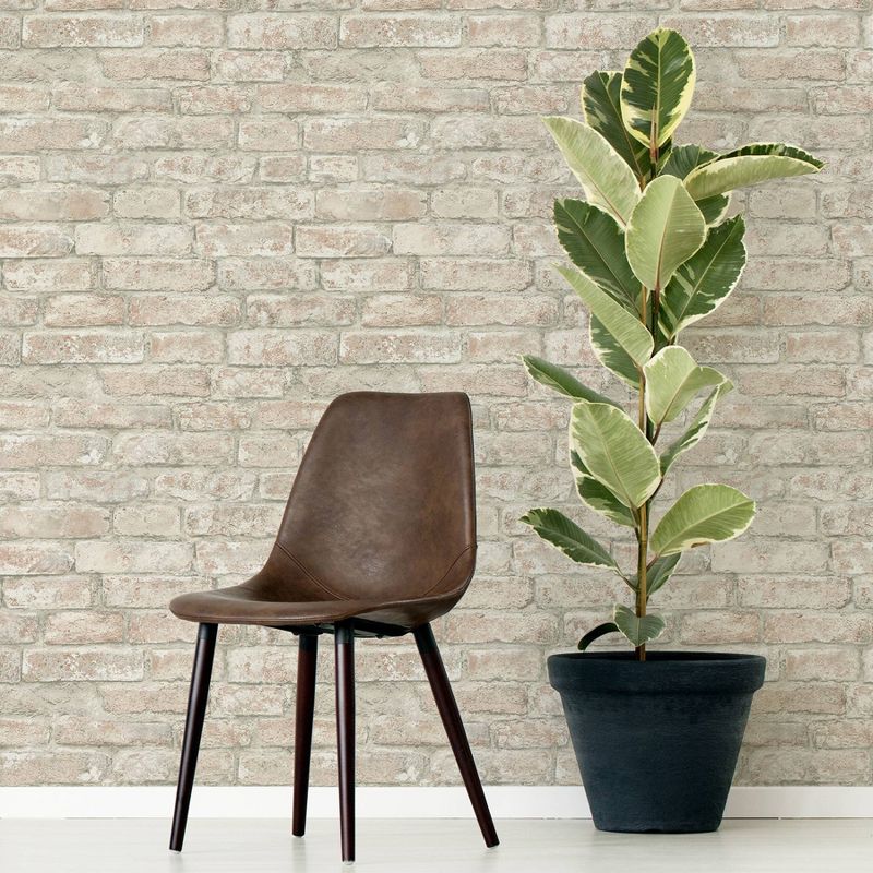 Brewster Washed Denver Brick Peel & Stick Wallpaper White