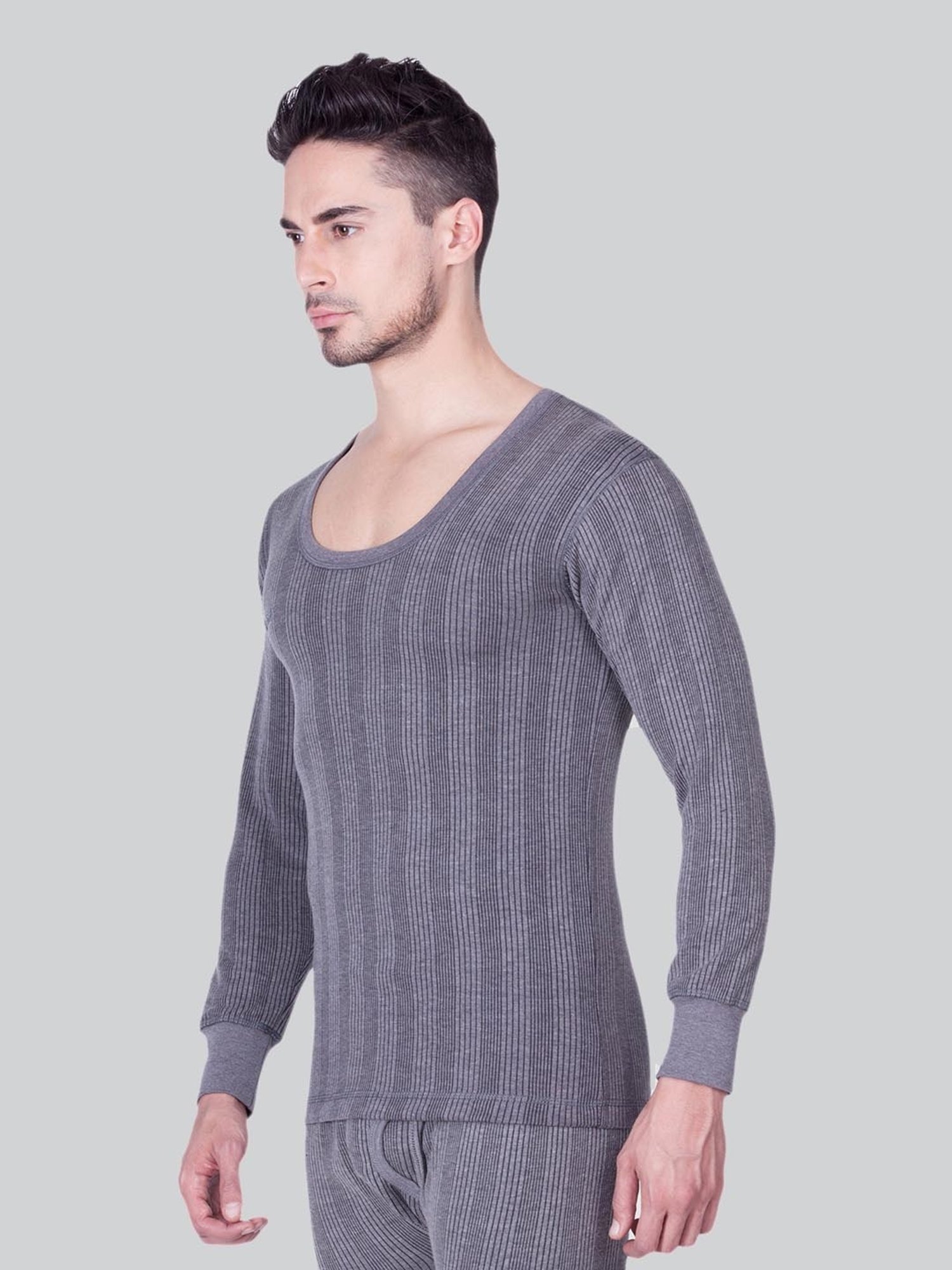 LUX Inferno Charcoal Skinny Fit Striped Thermal Top