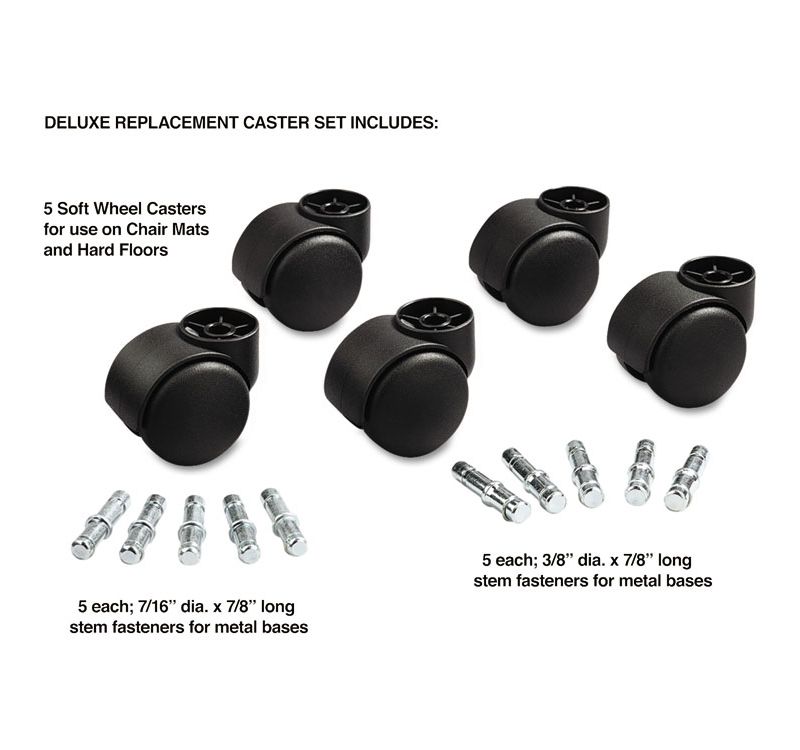 Master Caster Deluxe Futura Casters Polyurethane B and K Stems 120 lbs./Caster 5/Set 23620