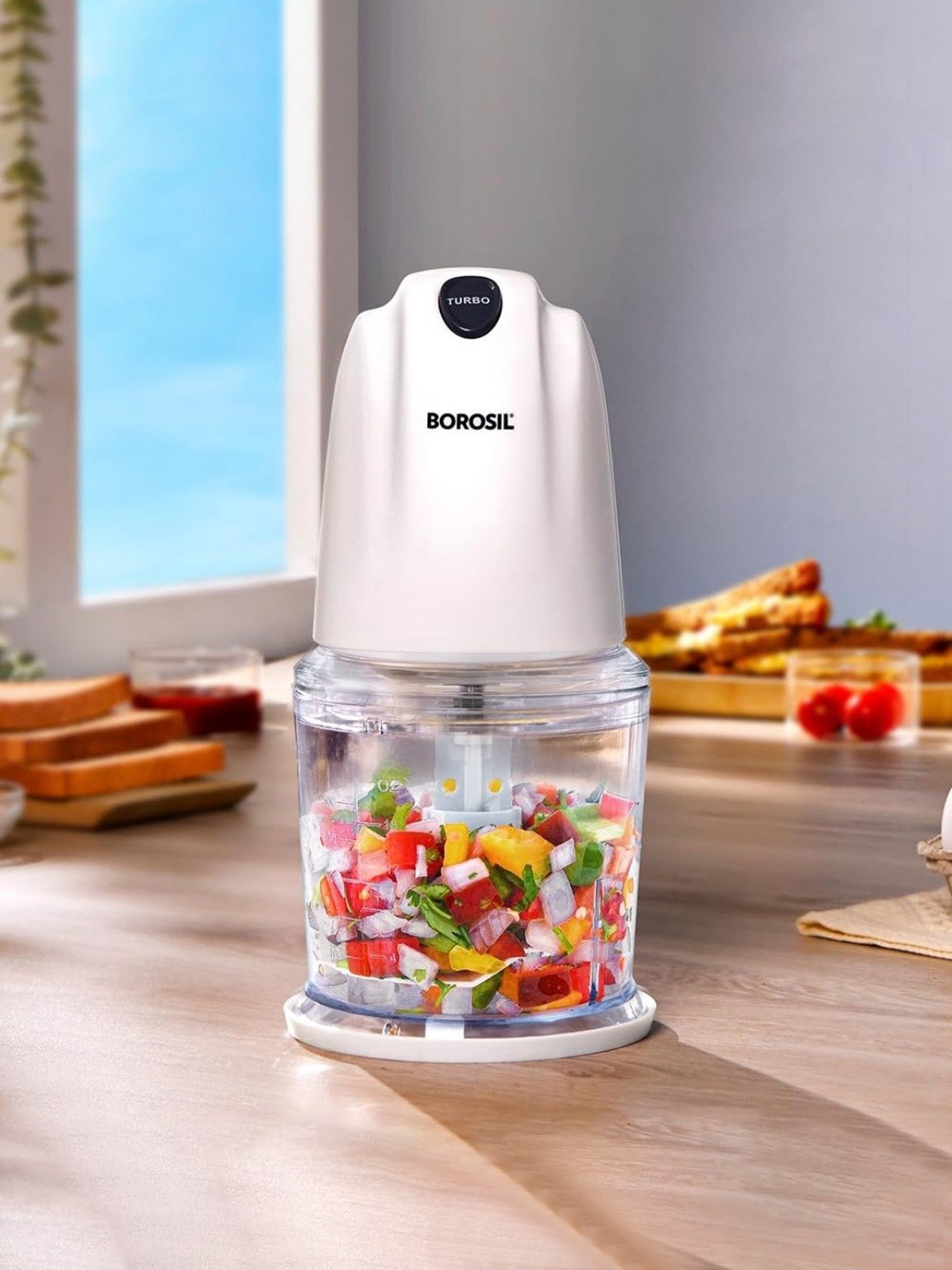 Borosil Chef Delite&iquest;Electric Chopper 260W with Stainless Steel Blades (White)