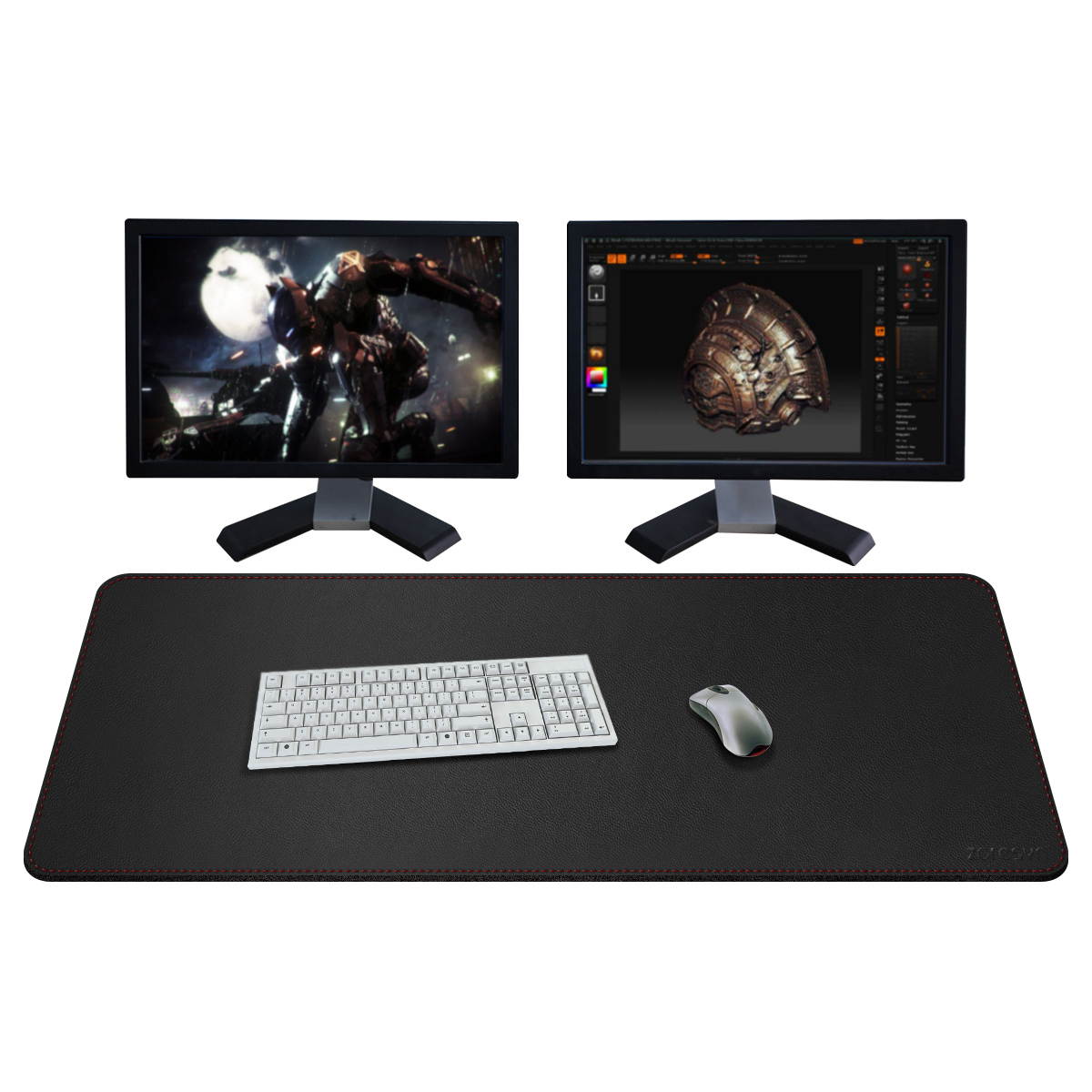 110*50cm Large PU Leather Gaming Mouse Mat Multifunctional Computer Keyboard Desk Pad Mousepad Desk Mat For Office and Home Using - Black