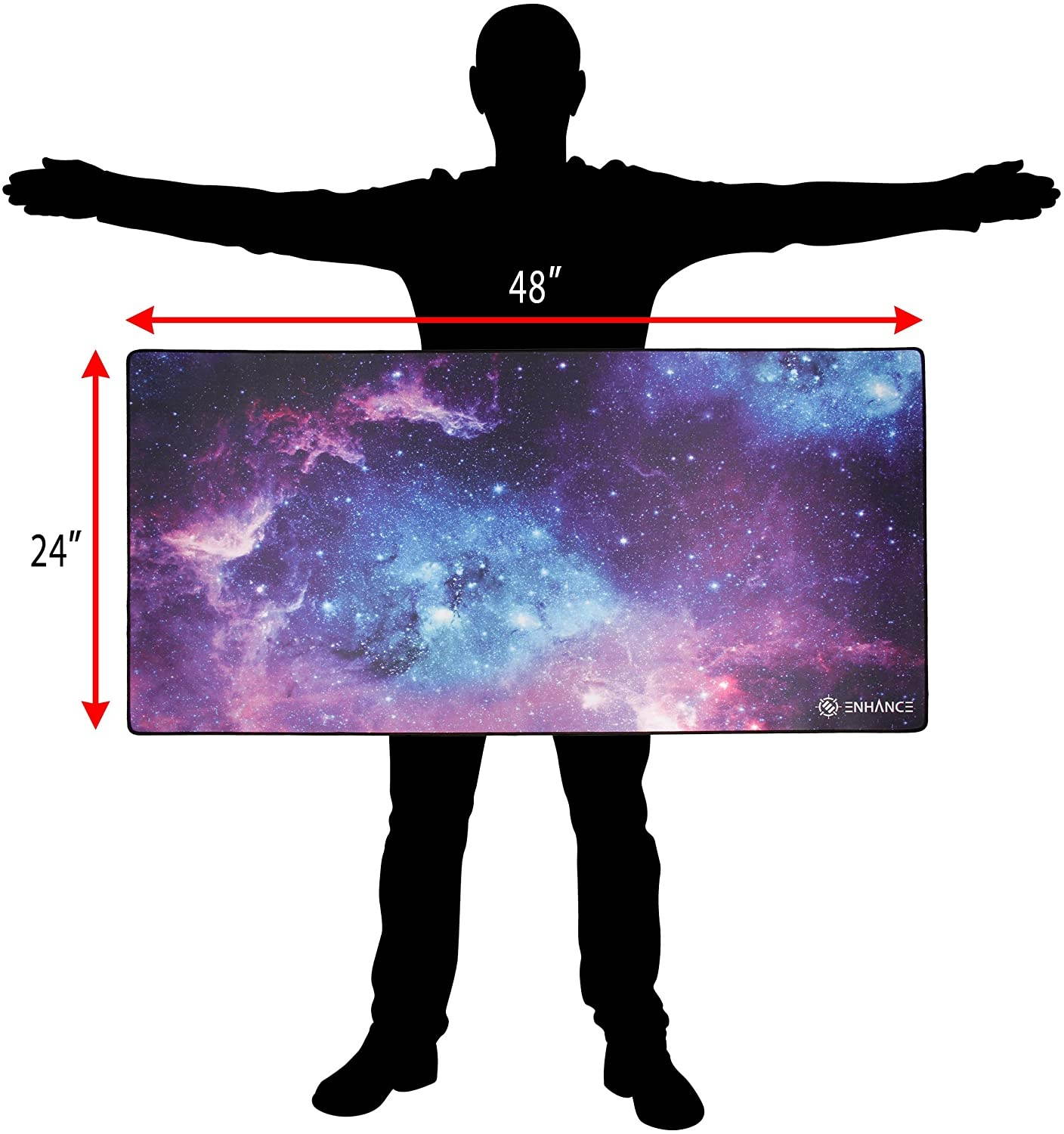 ENHANCE XXXL Gaming Computer Desk Mat - Large Mouse Mat (48x24 Mouse Pad) Cushion Padding for Home Office Desk, Extended Table Mousepad with Smooth Tracking Surface and Non-Slip Rubber Grip - Galaxy