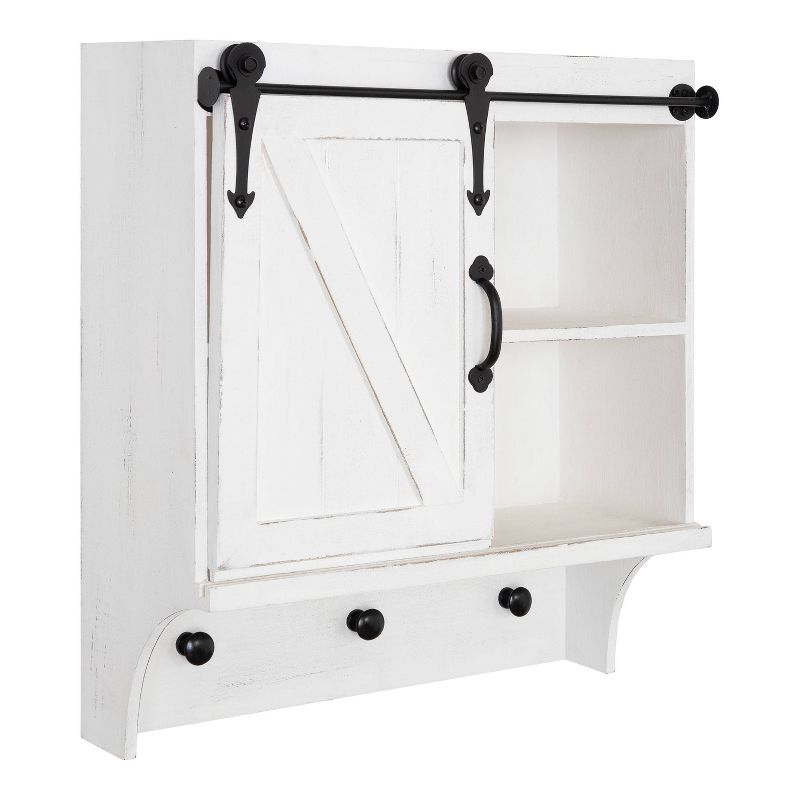 18" x 8" x 20" Farmhouse Cabinet with Sliding Door and 3 Knobs White - Kate & Laurel All Things Decor