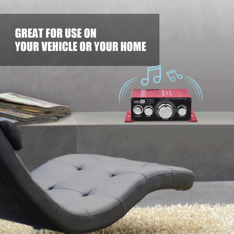 Mini 12V 2 Channel HiFi Stereo Bass Audio Power Amplifier Digital Amp