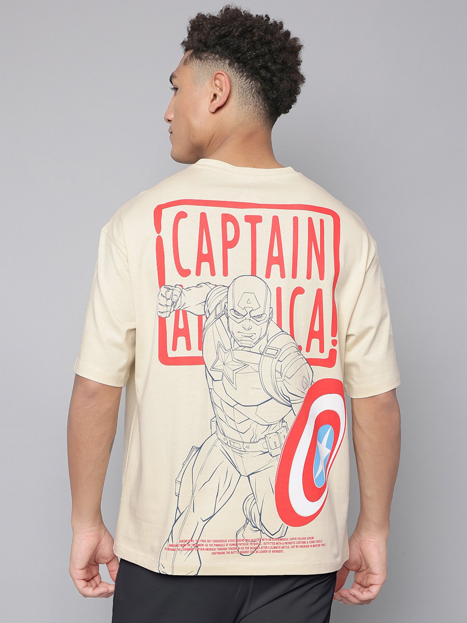 Free Authority Beige Cotton Oversized Printed T-Shirt