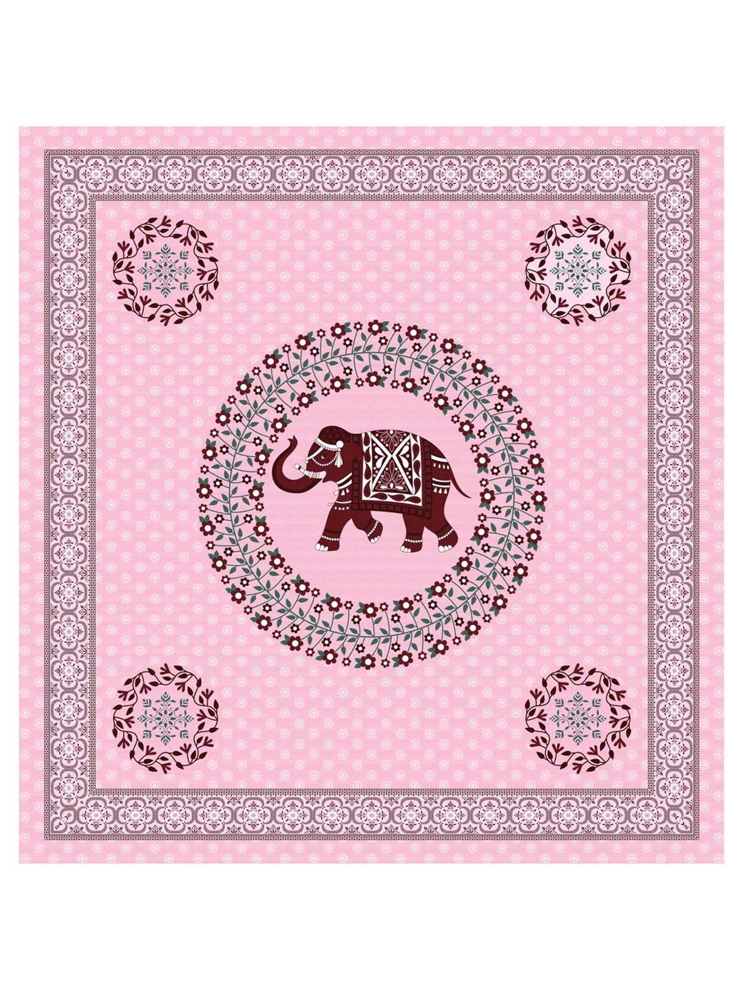 Living Roots Pink & Brown Cotton 180 TC Super King Bedsheet with 2 Pillow Covers