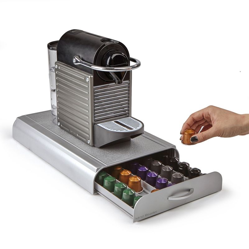 MIND READER Single Drawer Coffee Pod Holder [50 Capacity] (SILVER)