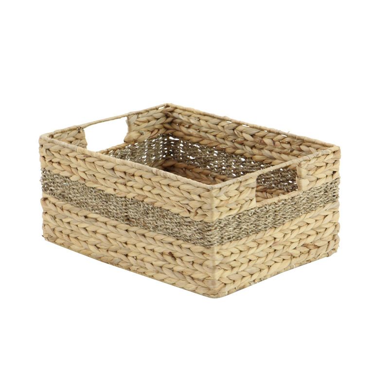 Olivia & May 16"x14"x12"x10" Set of 4 Rectangular Braided Seagrass Baskets with Handles