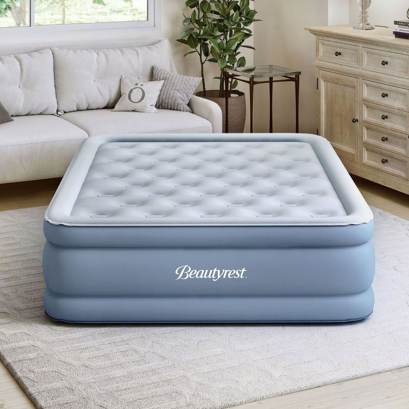 Simmons Beautyrest MM09517QN 15 Inch Posture Lux Portable Queen Size Inflatable Bed Air Mattress with Adjustable Firmness, Express Pump, and Adapter