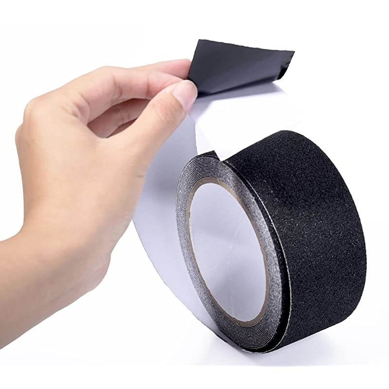 Slip Tape, High Traction,Strong Grip Abrasive, Not Easy Leaving Adhesive Residue, Indoor & Outdoor (2" Width x 190" Long, Black)