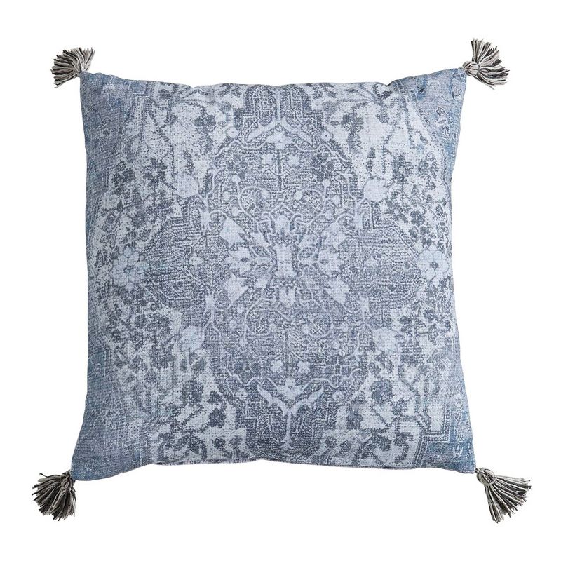 20"x20" Square Throw Pillow with Tassels Blue - Patina Vie