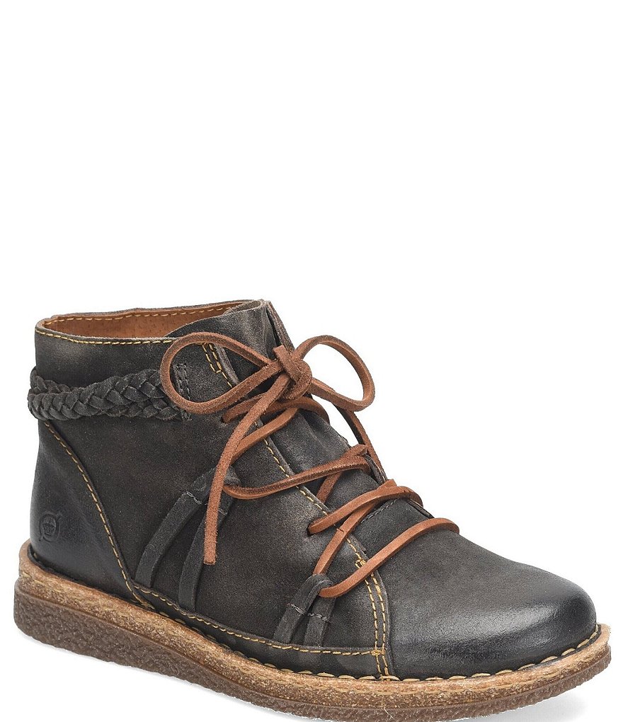 Born Temple II Distressed Leather Lace-Up Booties
