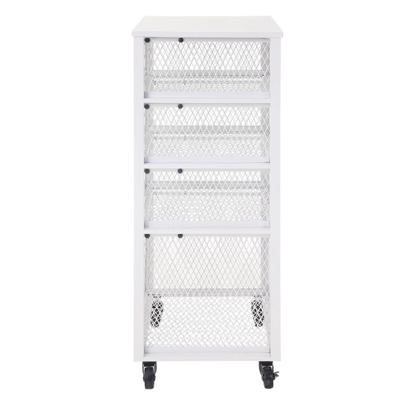 4 Drawer Clinton Metal Rolling Cart White - OSP Home Furnishings
