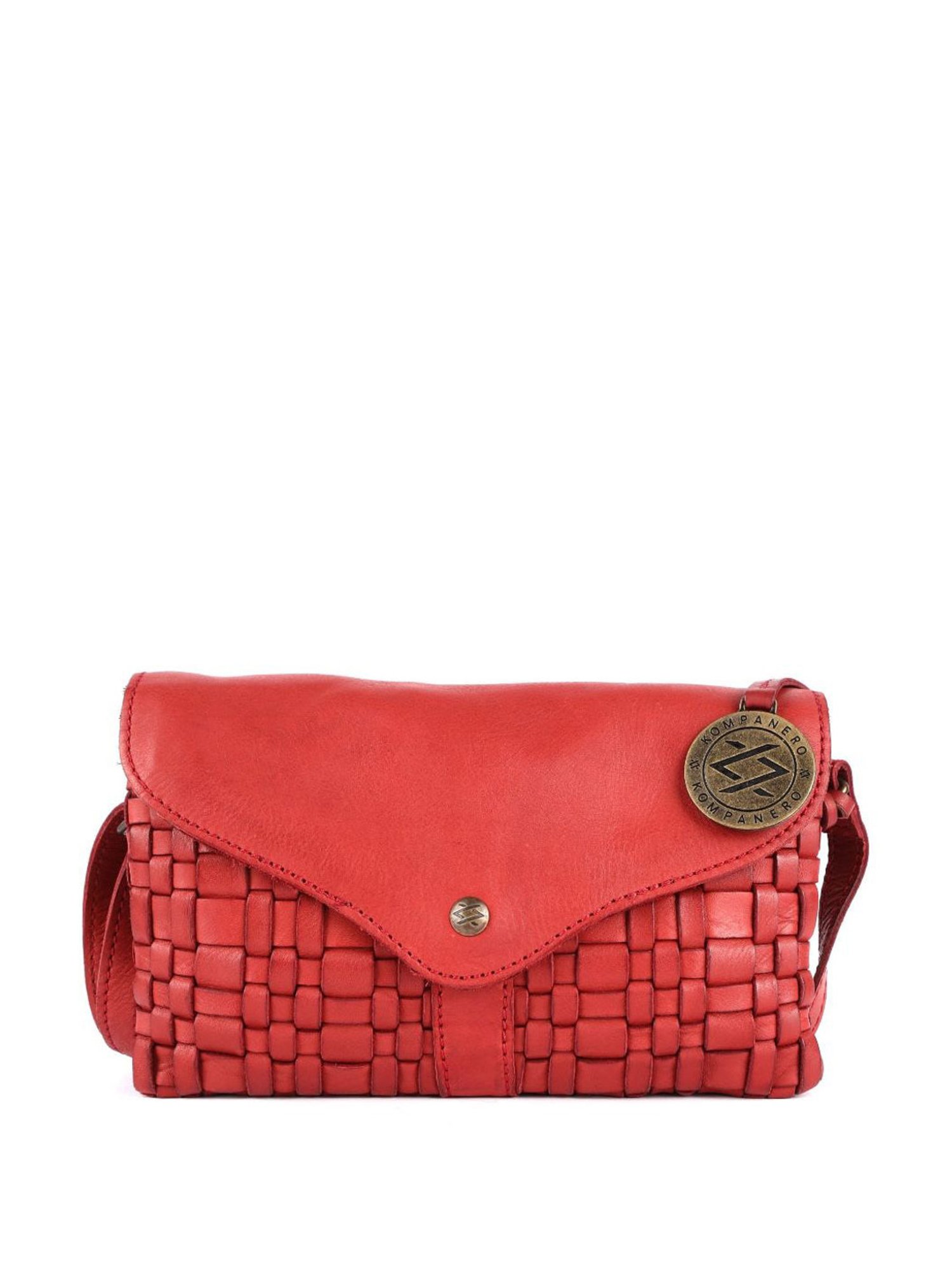 KOMPANERO Mia Red Leather Textured Sling Handbag