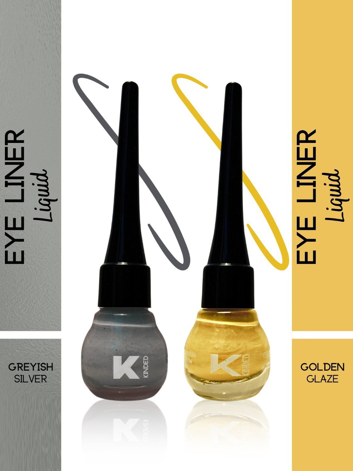 KINDED Liquid Eye Liner Golden Glaze & Greyish Silver Combo