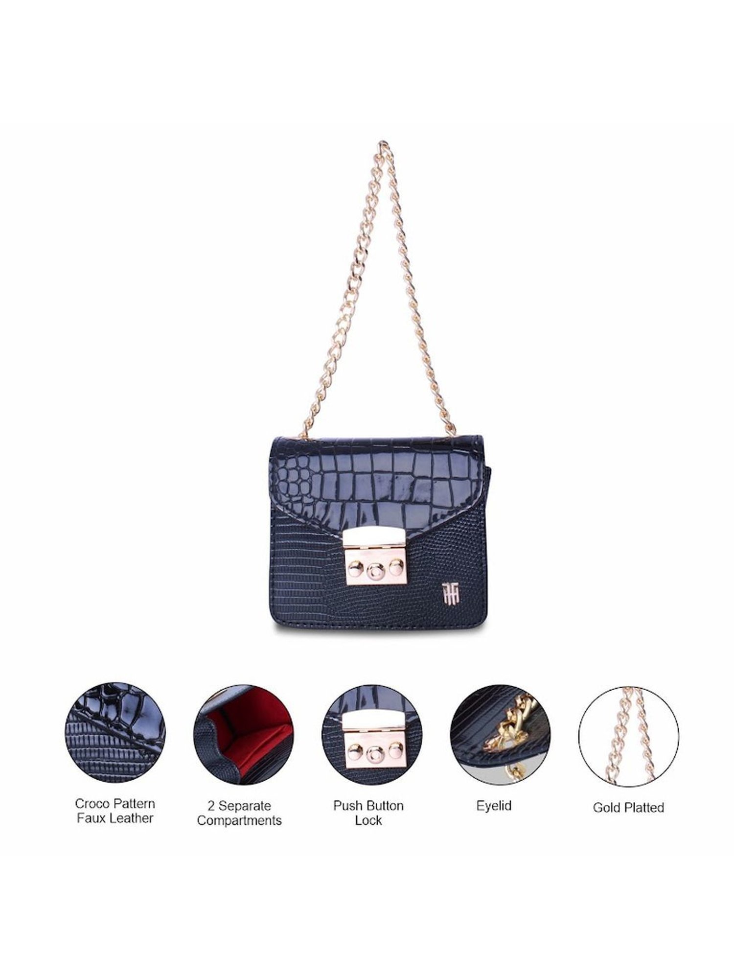 THE HOLISTIK Vibrant Black Textured Small Sling Handbag