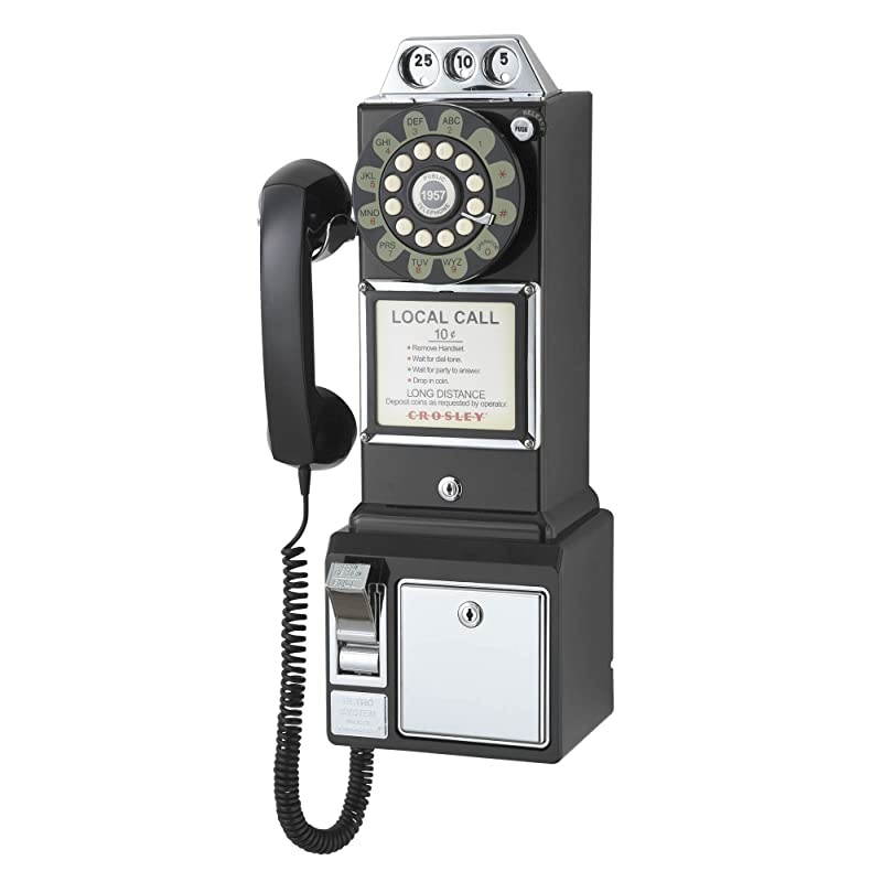 CR56-BK 1950's Payphone with Push Button Technology, Black
