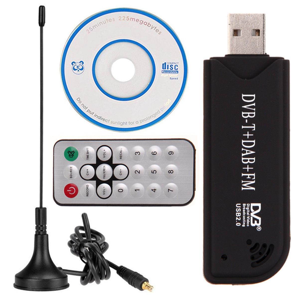 TV Tuner Receiver USB2.0 Digital DVB-T SDR+DAB+FM HDTV Stick RTL2832U+R820T