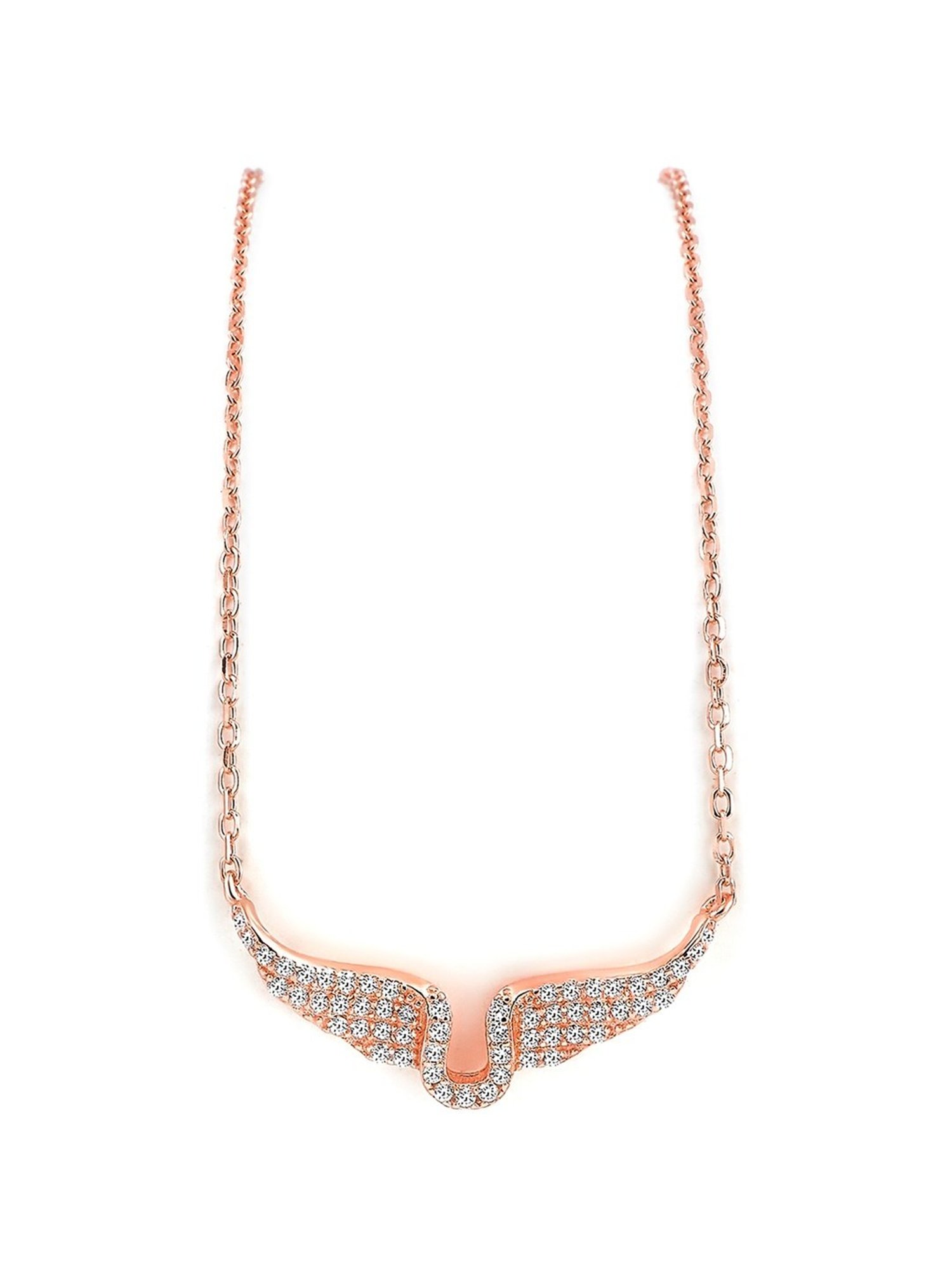 Silberry 92.5 Sterling Silver Rose Gold Fly High Necklace