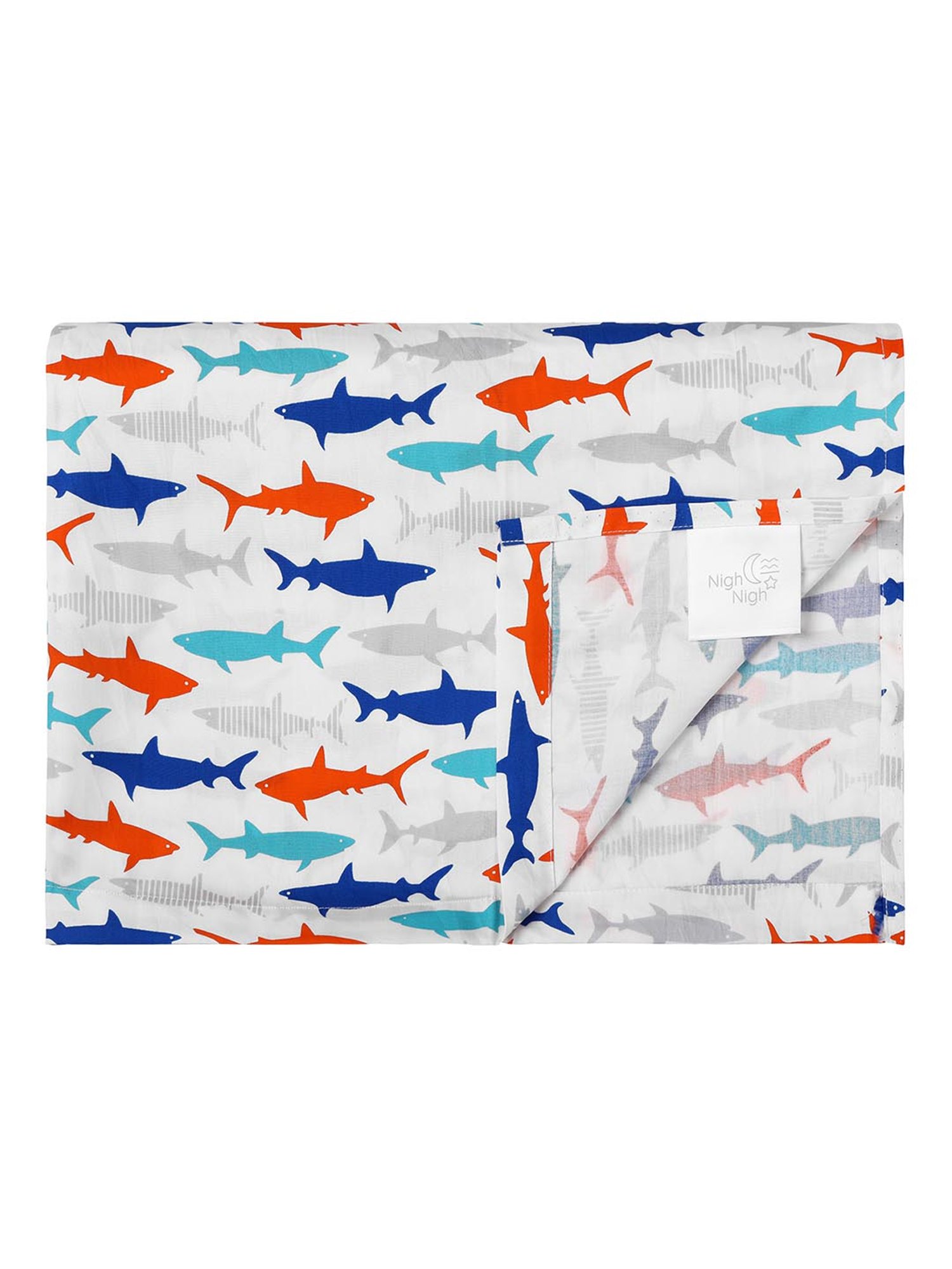 Nigh Nigh Shark Multicolor Cotton 300 TC Kids Bed Linen Set