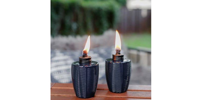 Tiki Brand 5.75" Herringbone Glass Table Torch Blue 3pk