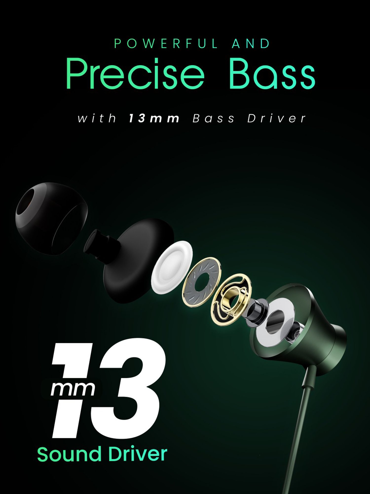 Hammer Nova in Ear C Type Wired Earphones with Mic, In-line Control, Powerful Bass (Green)