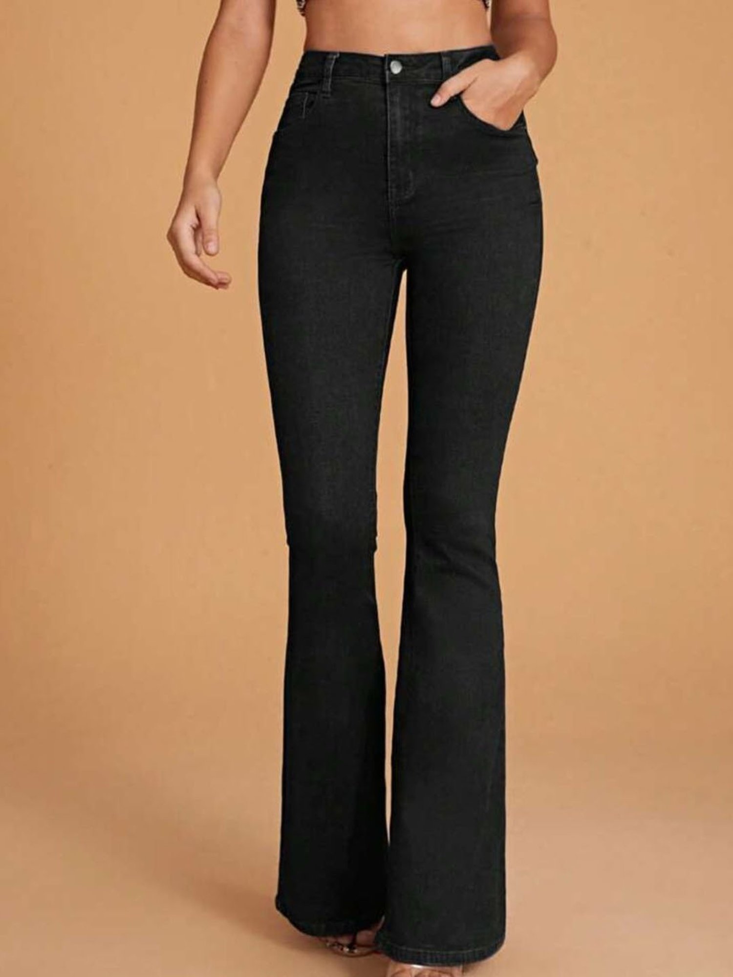 Broadstar Black Flared Fit High Rise Bootcut Jeans