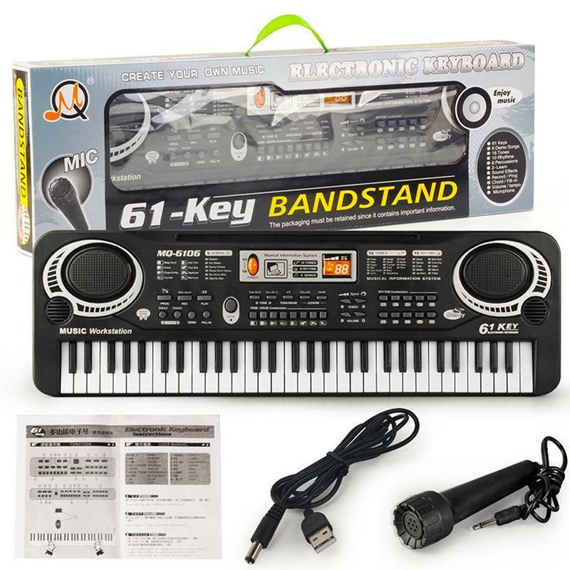 61 Keys Multifunction Electronic Digital Kids Midi Piano Keyboard Musial Instrument with Microphone Early Learning Educational Toy