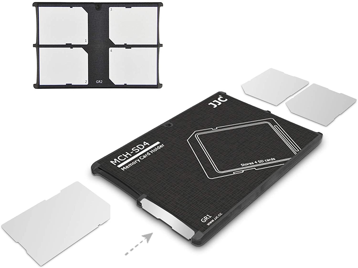 4 Slots Memory Card Case Holder Organizer Storage for SD Cards Slim Ultra-Thin Credit Card Size Lightweight Portable SD SDHC SDXC Memory Card Carrying Case