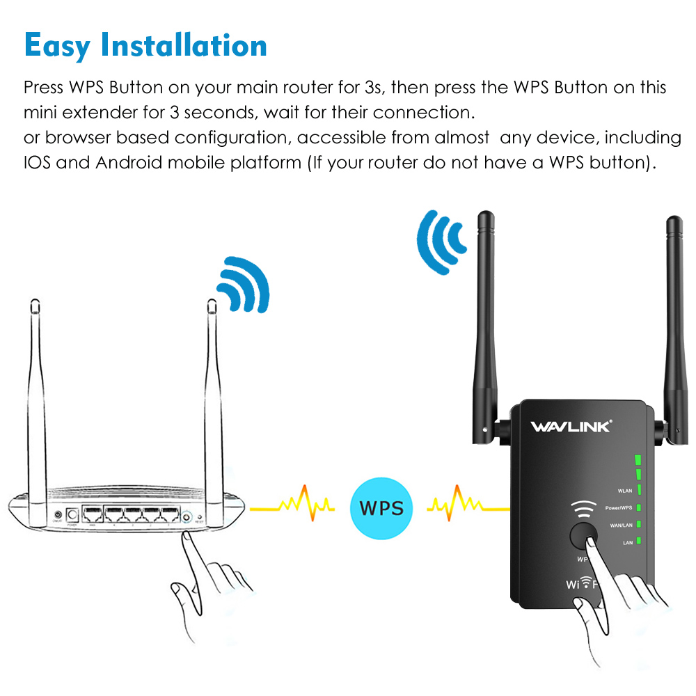 Wavlink 300mbps Universal WiFi Range Booster,Wireless Signal Repeater/Access Point/Router with WPS Function, 2.4GHz Ethernet 300Mbps Network Signal Booster Whole Home WiFi Coverage 2019 Updated