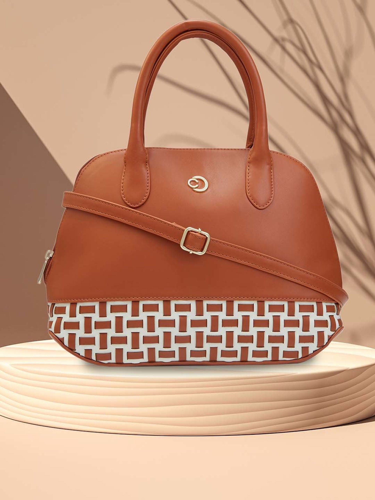 Caprese ZETA Tan Quilted Large Handbag