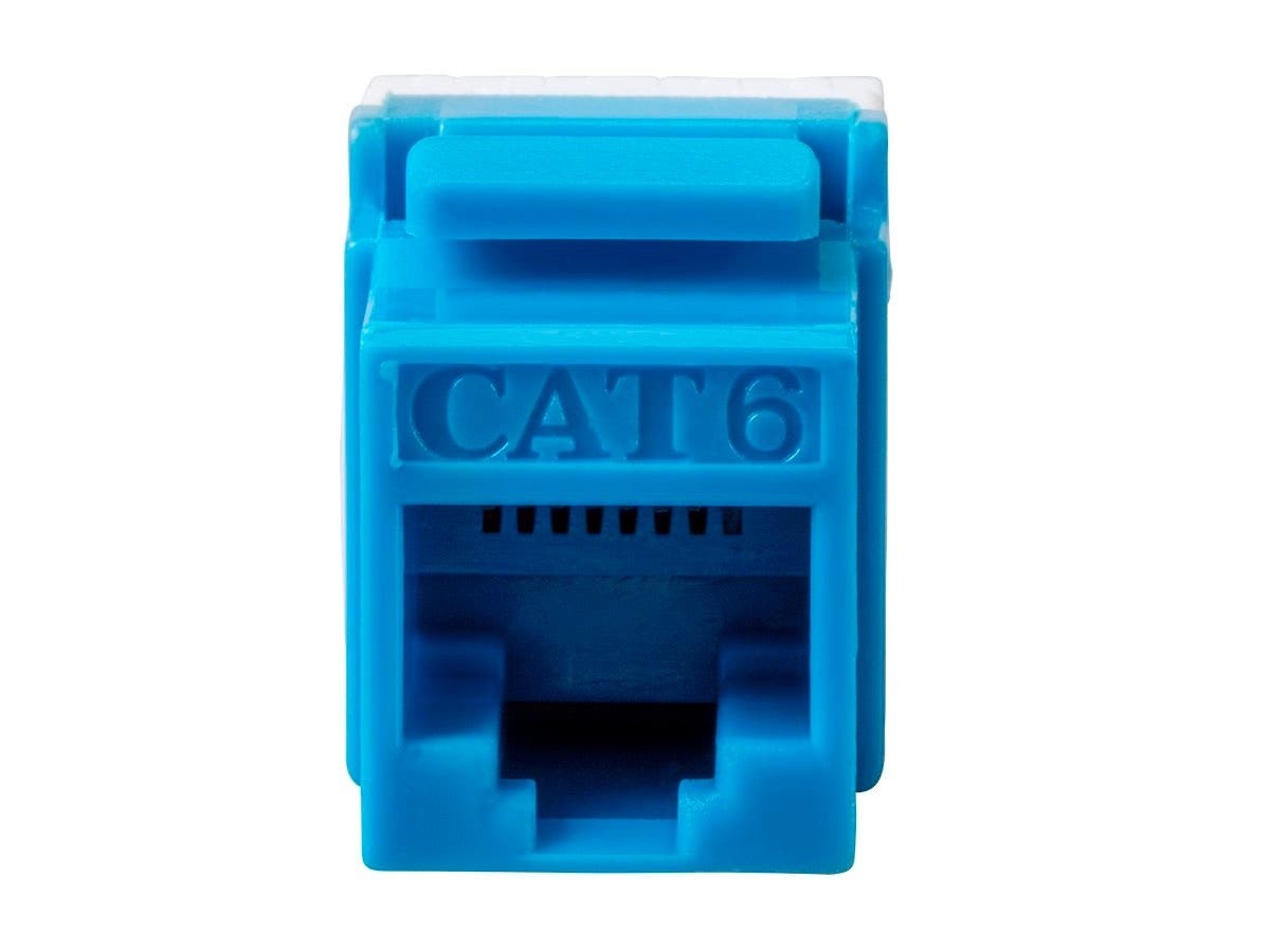 Monoprice Cat6 RJ-45 180-Degree Punch Down Keystone Jack Short body 28mm, Blue