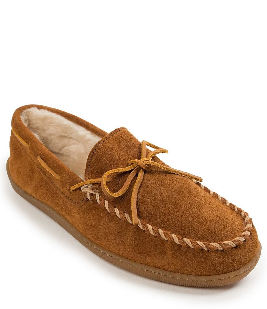 Minnetonka Men's Suede Pile Lined Hardsole Slipper