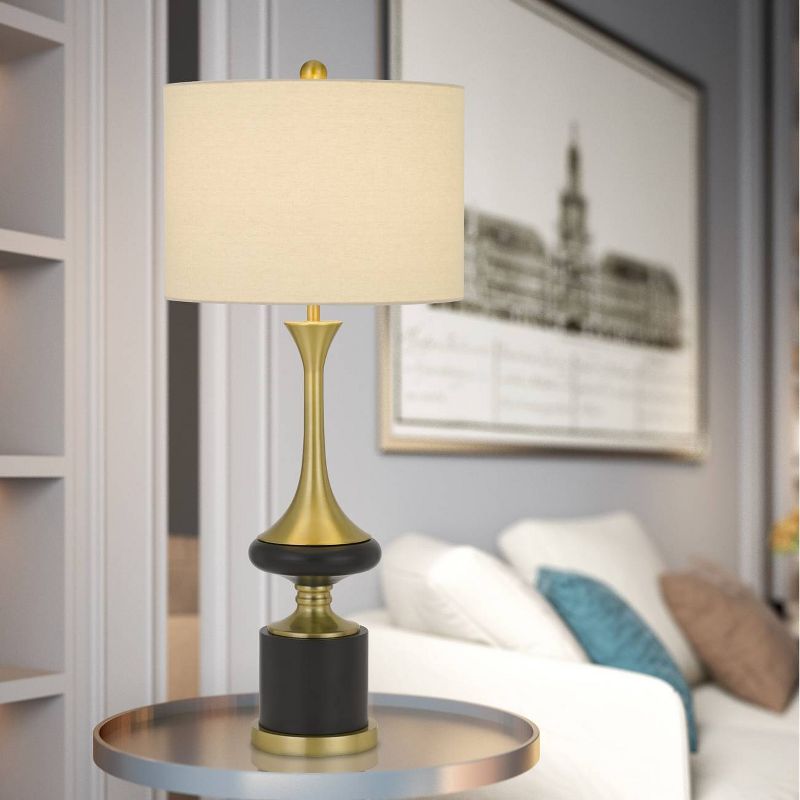 33.5" Kevil Metal Table Lamp with Drum Shade Antique Brass - Cal Lighting