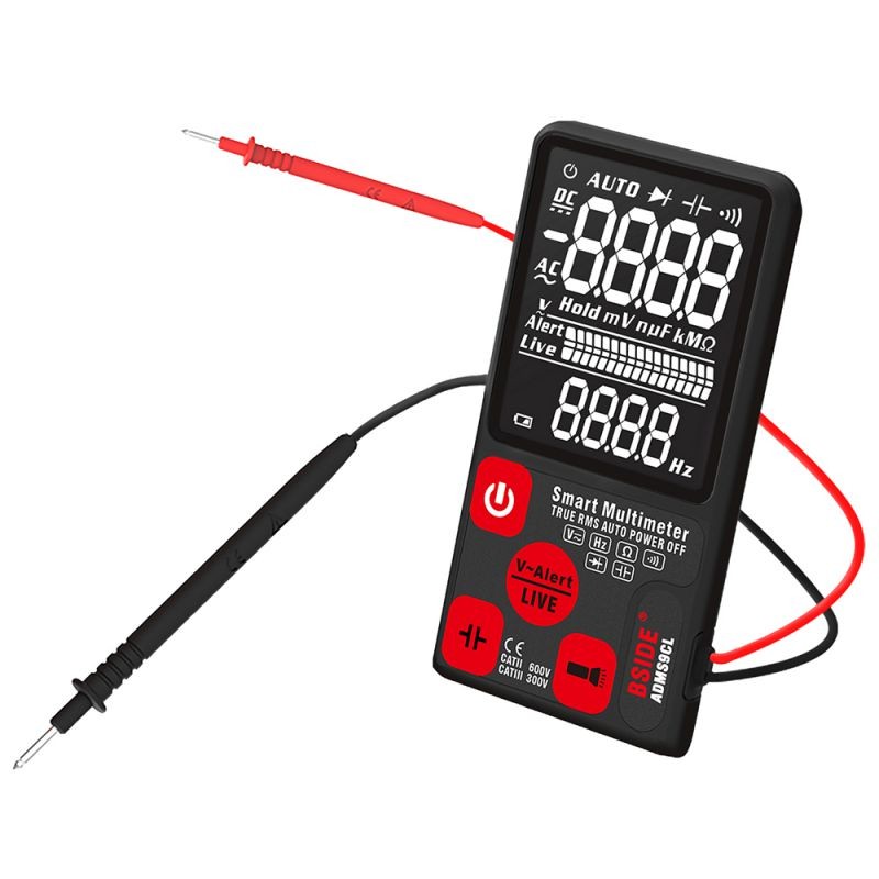 BSIDE 9999 Counts Smart Multimeter True RMS Digital Multimeter Measuring AC/DC Voltage Resistance Frequency with EBTN LCD Display DC/AC Voltage Meter Resistance Capacitance and Diode Tester