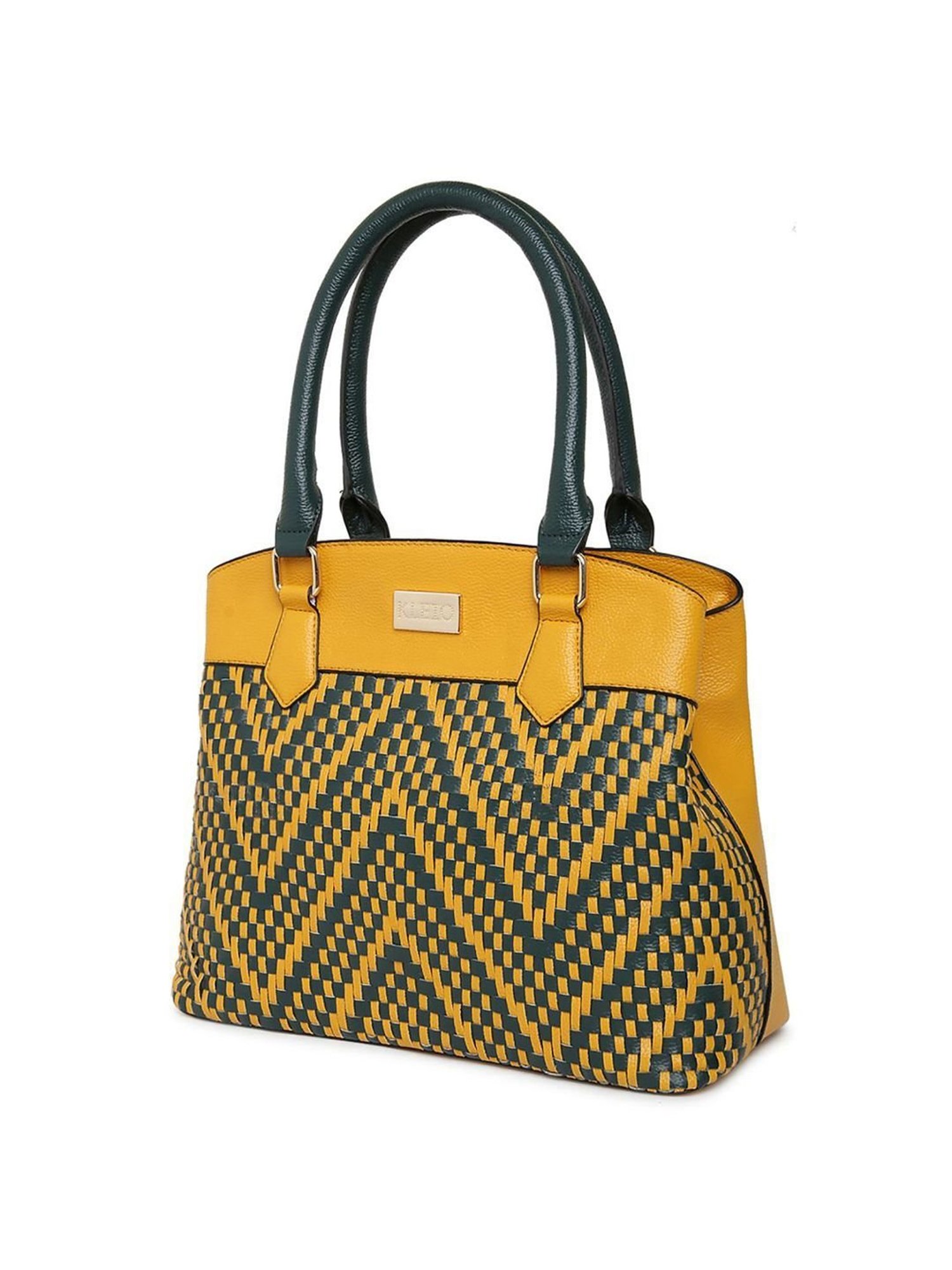 KLEIO Yellow Textured Medium Handbag