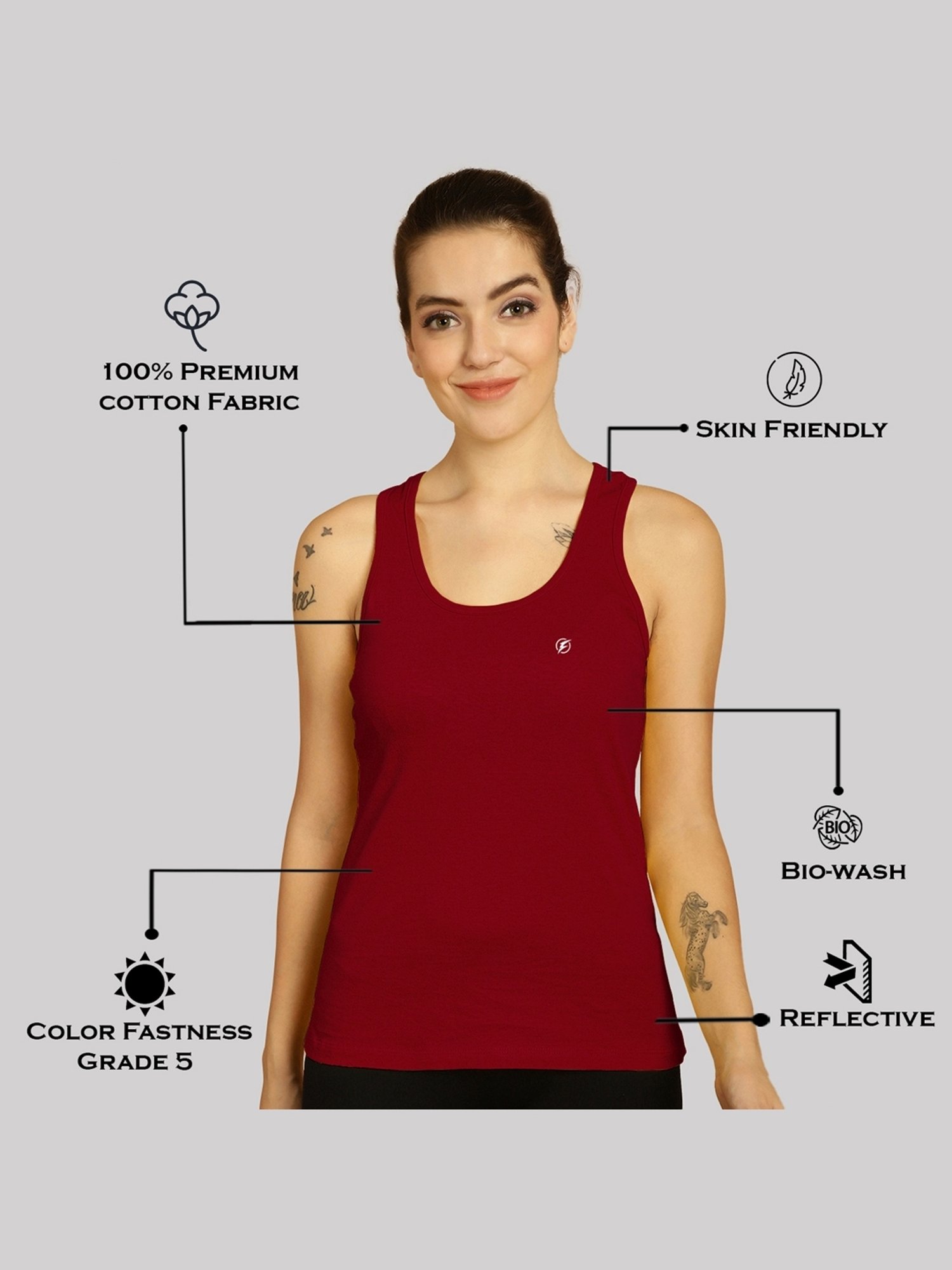 Friskers Maroon & Mustard Cotton Sports Tank Top - Pack Of 2