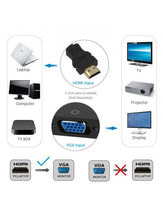 Display Port to VGA Adapter 1080P Converter, YXwin DisplayPort DP to VGA Adapter Male to Female Adapter for DP Enabled Desktops and Laptops