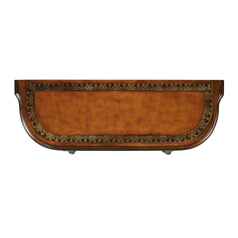 Wyatt Console Table with 4 Reeded Legs and Lower Shelf Aged Mahogany - Powell Company