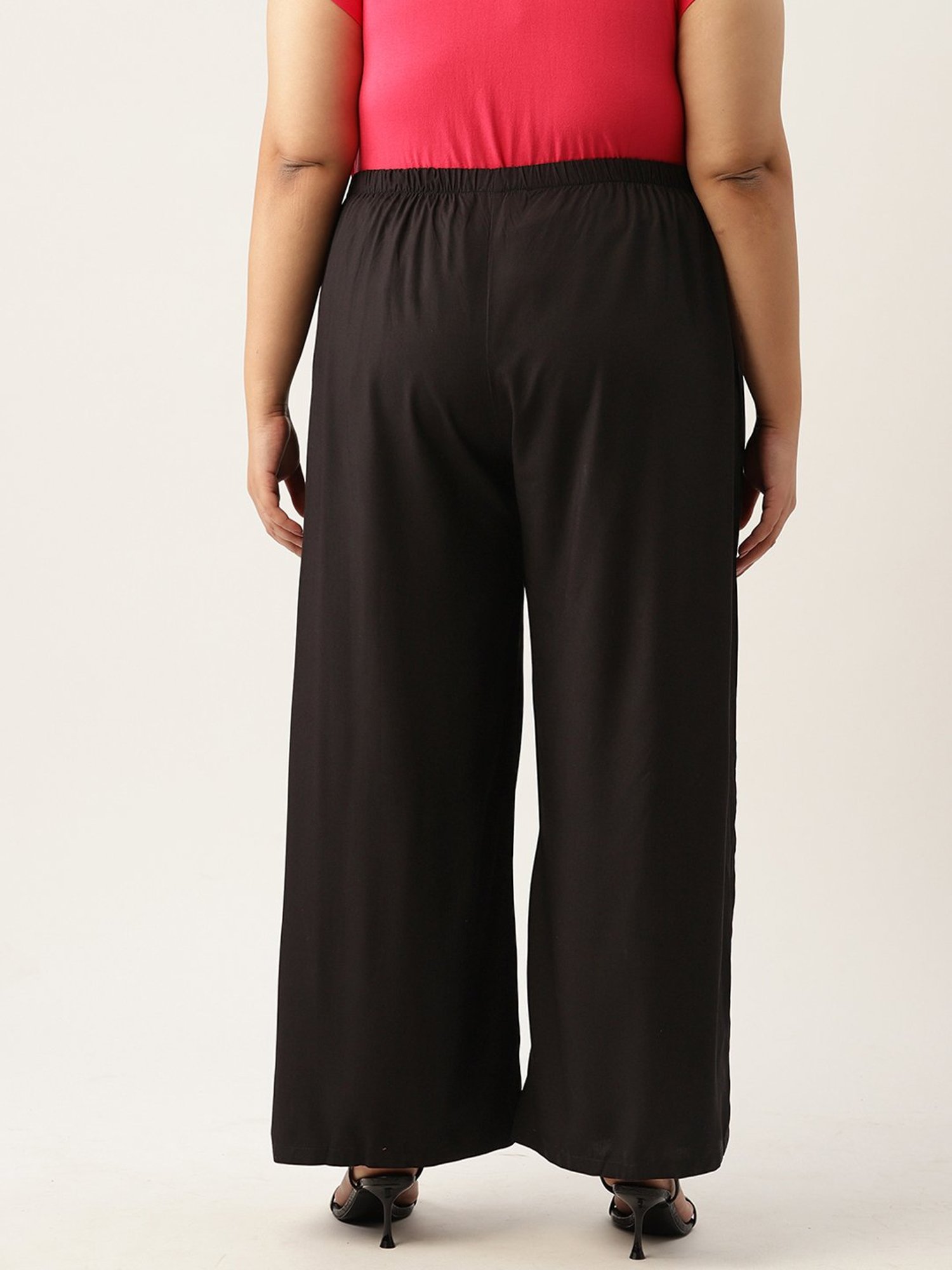 theRebelinme Black High Rise Regular Fit Palazzos