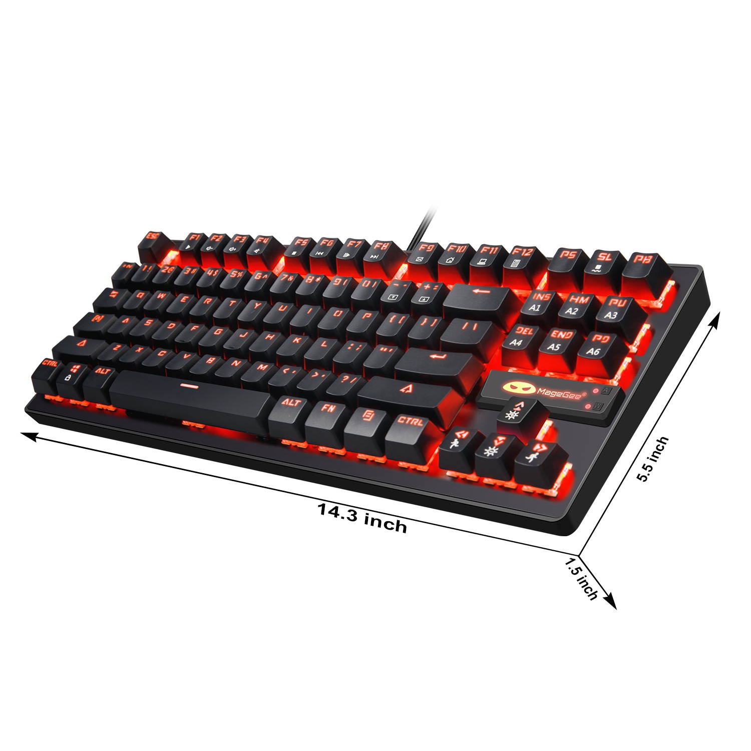 MK1 PC Mechanical Gaming Keyboards - Red LED Backlit Mechanical Keyboard - USB Mechanical Computer Keyboard Wired Blue Switches for MAC/PC Gamers(Black)
