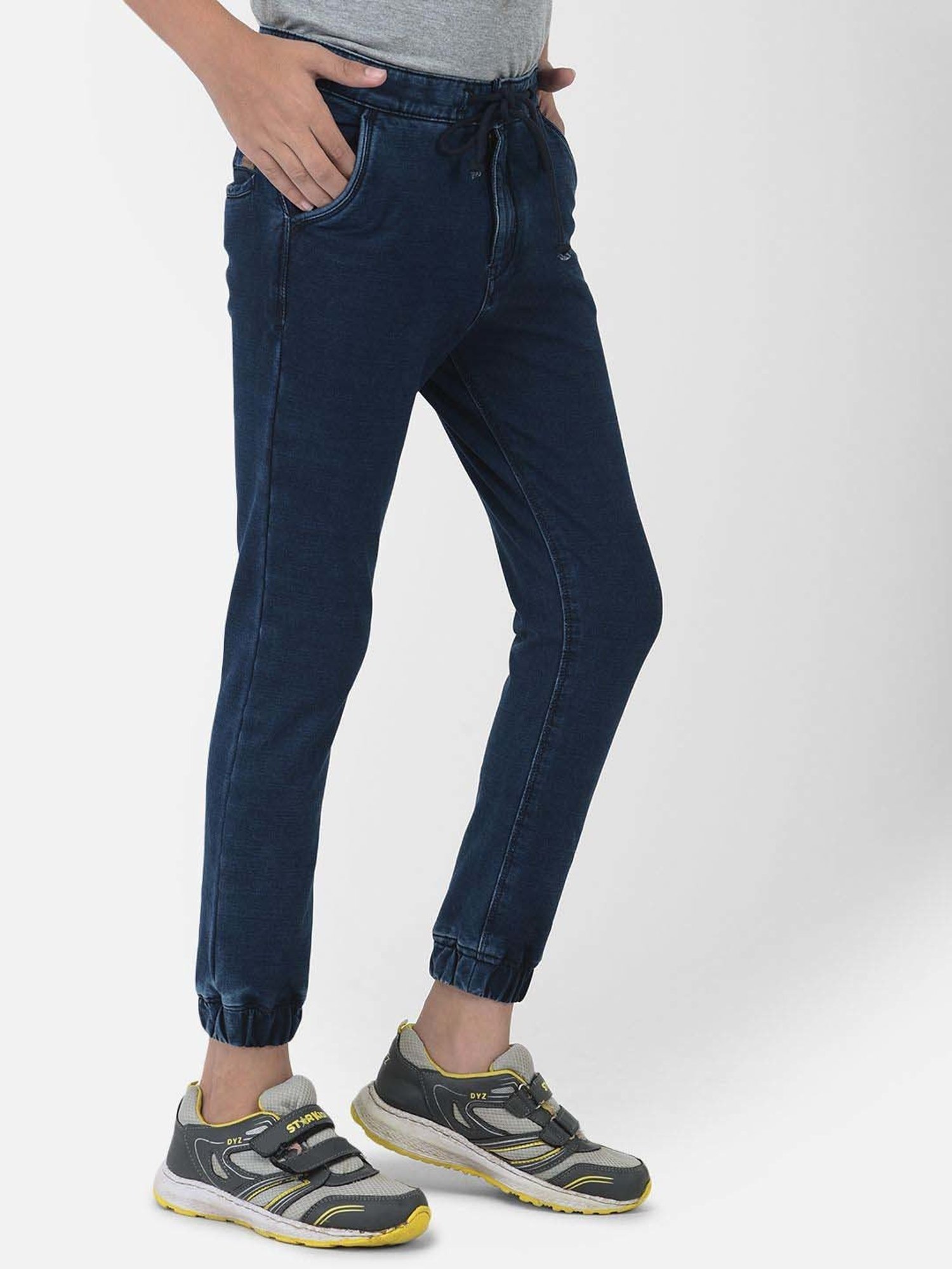 Crimsoune Club Boys Navy Blue Slim Fit Pants